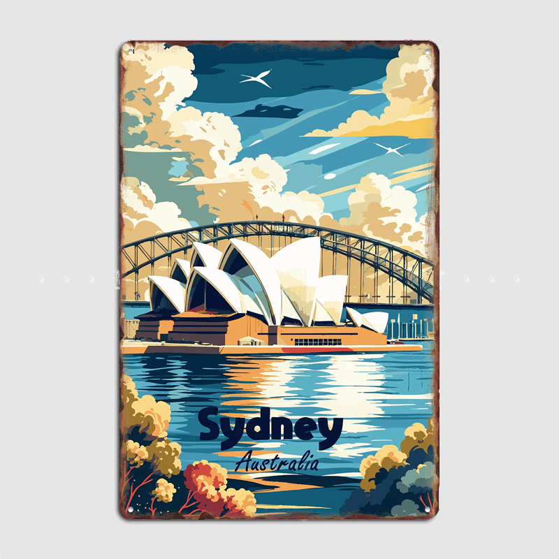 Home Bar Sydney - Sydney Opera House Travel Poster Metal