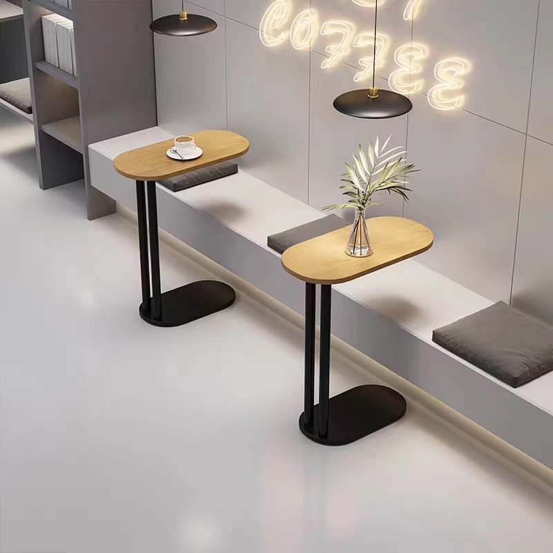 Home Bar Lounge - Nordic Industrial C-Shaped Side Table, Mobile