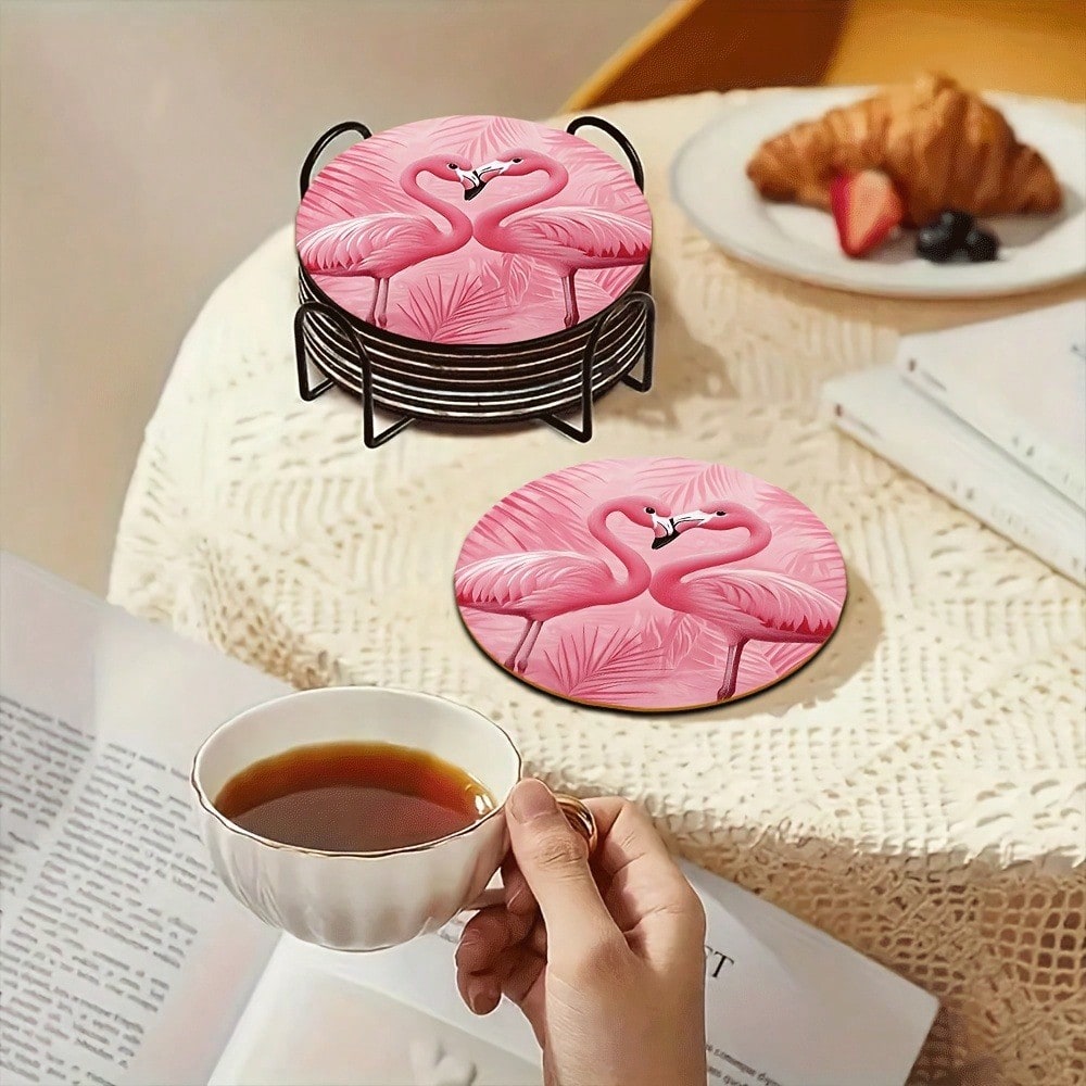 Pink Flamingo Drink Coasters S - Home Bar Stand 评论和价格