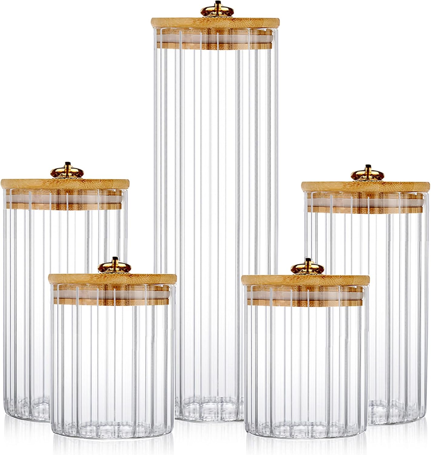 Glass Storage Jars Set of 5, D - Home Bar And Coffee 评论和价格