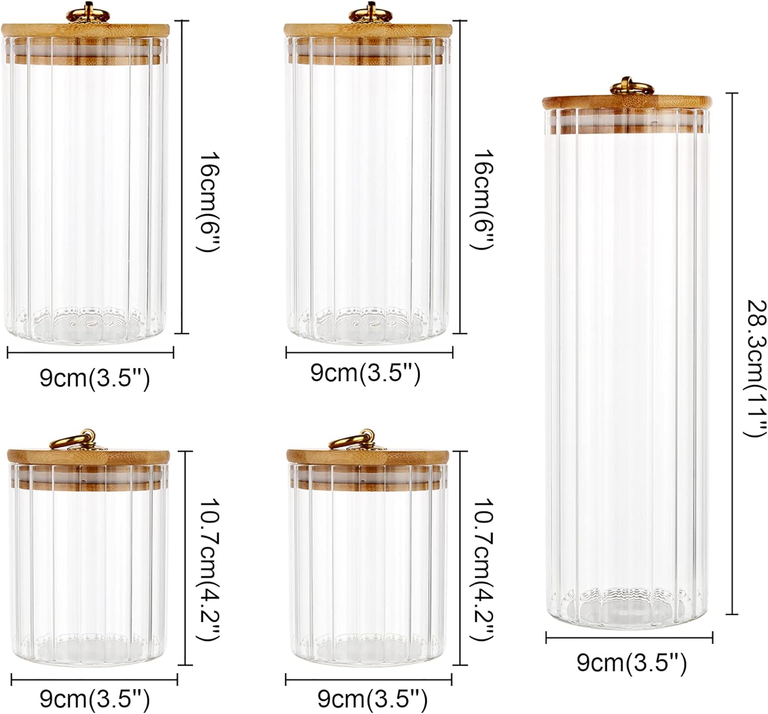 Glass Storage Jars Set of 5, D - Home Bar And Coffee 评论和价格