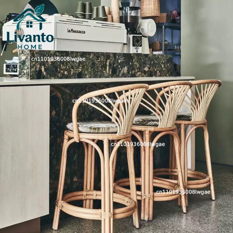 Natural Rattan Bar Stools with - Home Bar Seating 评论和价格