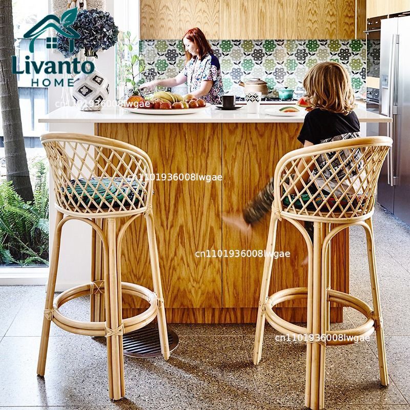 Natural Rattan Bar Stools with - Home Bar Seating 评论和价格