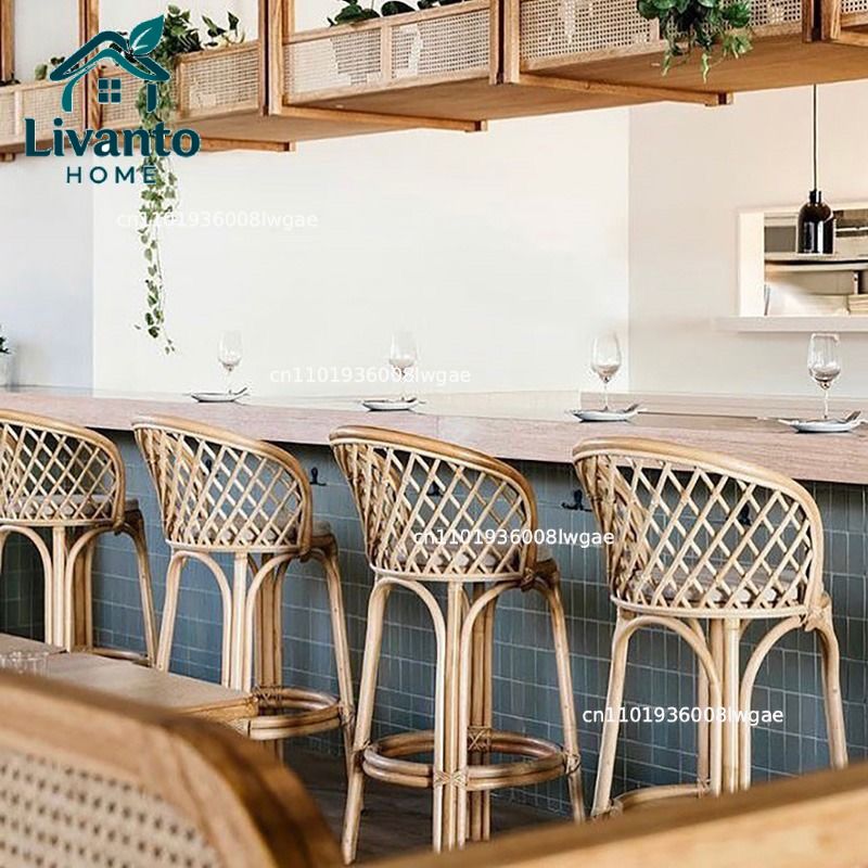Natural Rattan Bar Stools with - Home Bar Seating 评论和价格