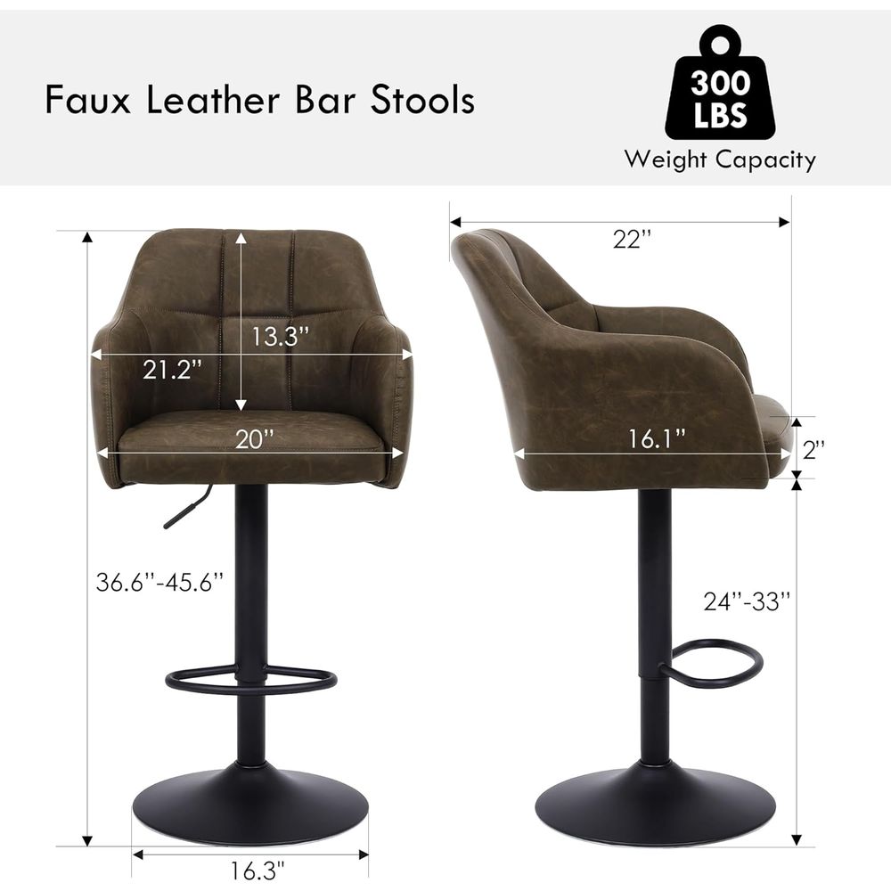 Set of 4 Swivel Leather Bar St - Home Bar And Counter 评论和价格
