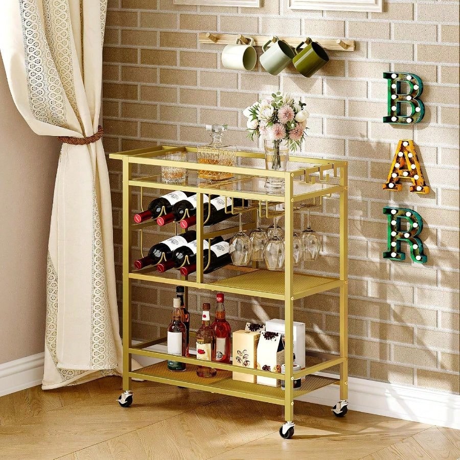 Bar Cart Home, 3-Tier Serving  - Bar Cart Gold 评论和价格