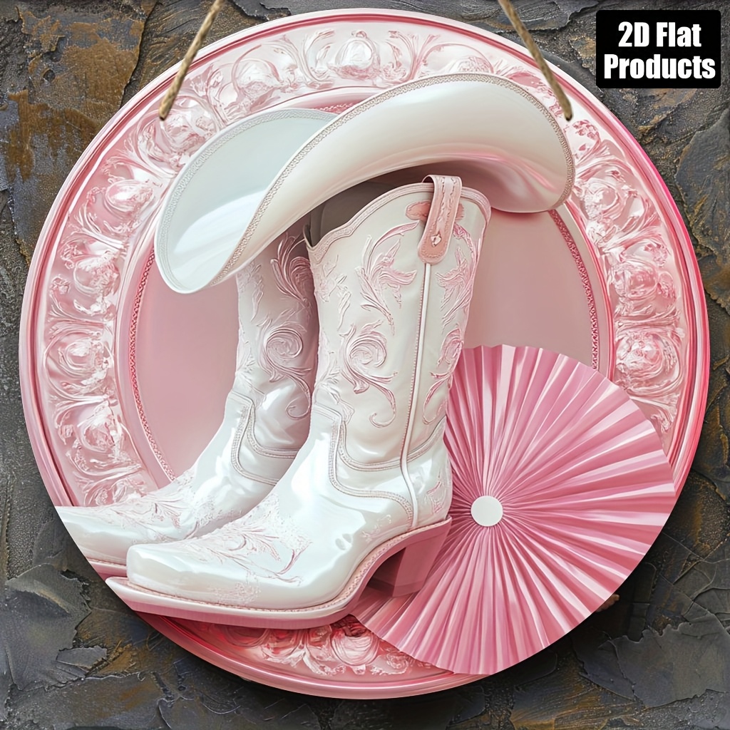 2D Metal Sign, Pink Cowboy Boo - Home Bar And Coffee 评论和价格