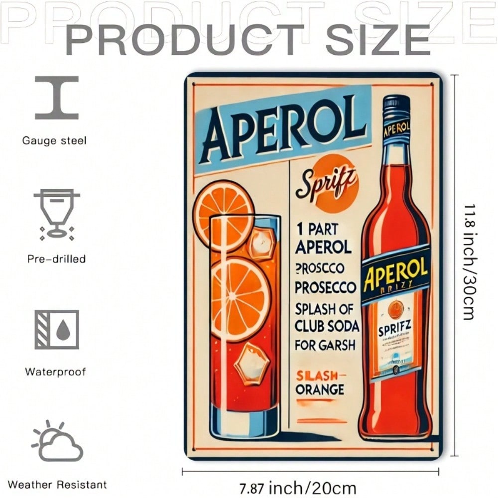 Vintage Aperol Spritz Metal Si - Home Bar And Kitchen 评论和价格