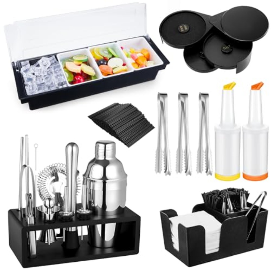 23 Pcs Bartender Supplies Kit  - Garnish Tray Set 评论和价格