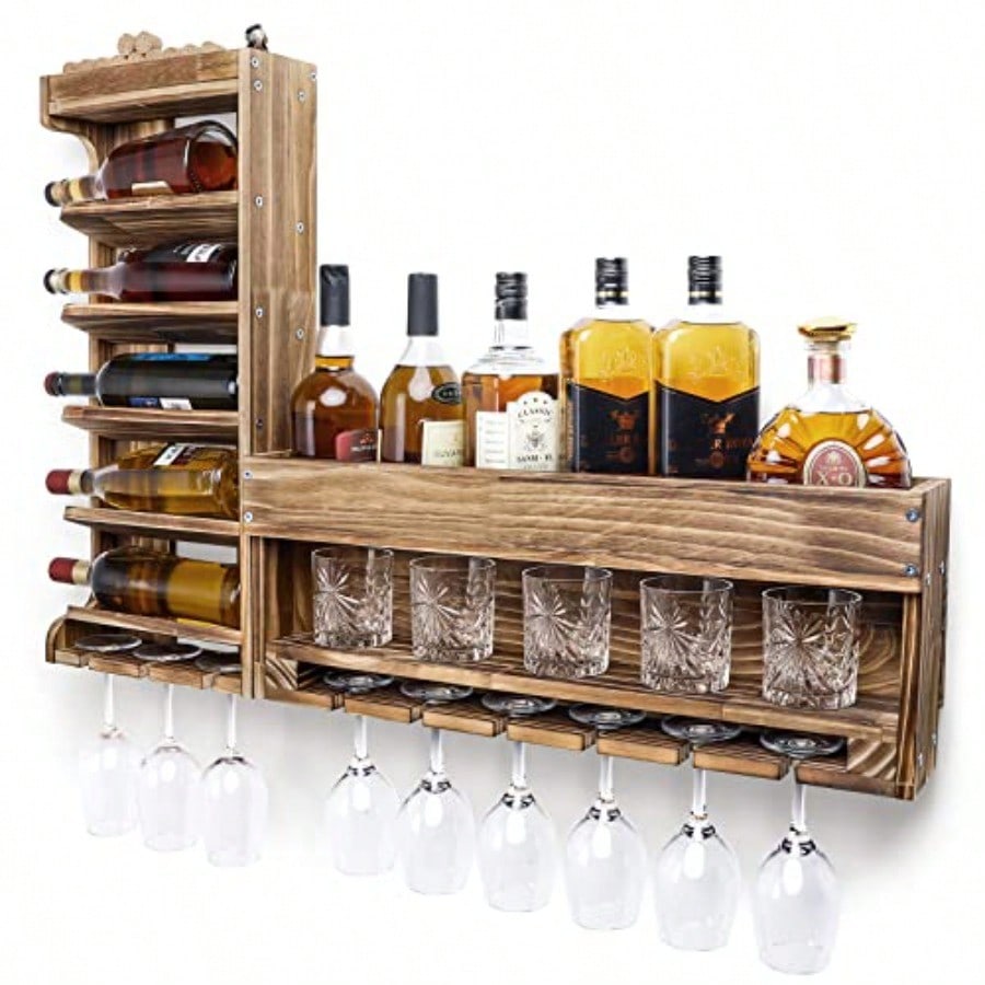 Wine Rack Wall Mounted WoodAlc - Home Bar Shelf 评论和价格