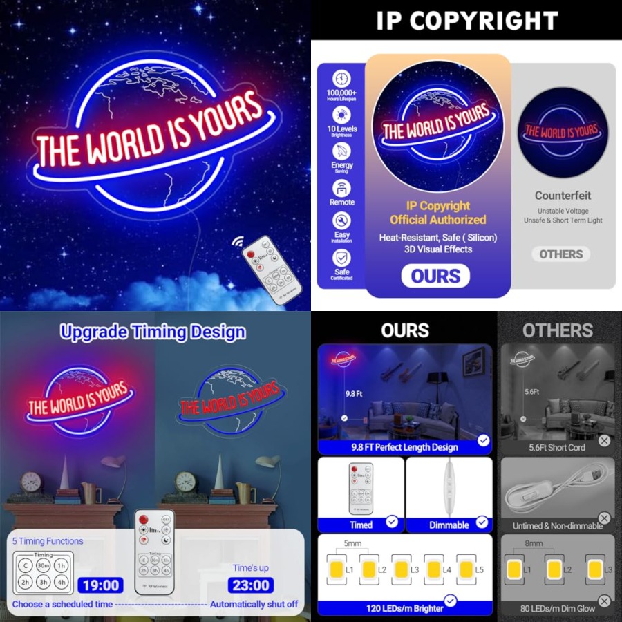 The World Is Yours Neon Sign,  - Home Bar Signs 评论和价格