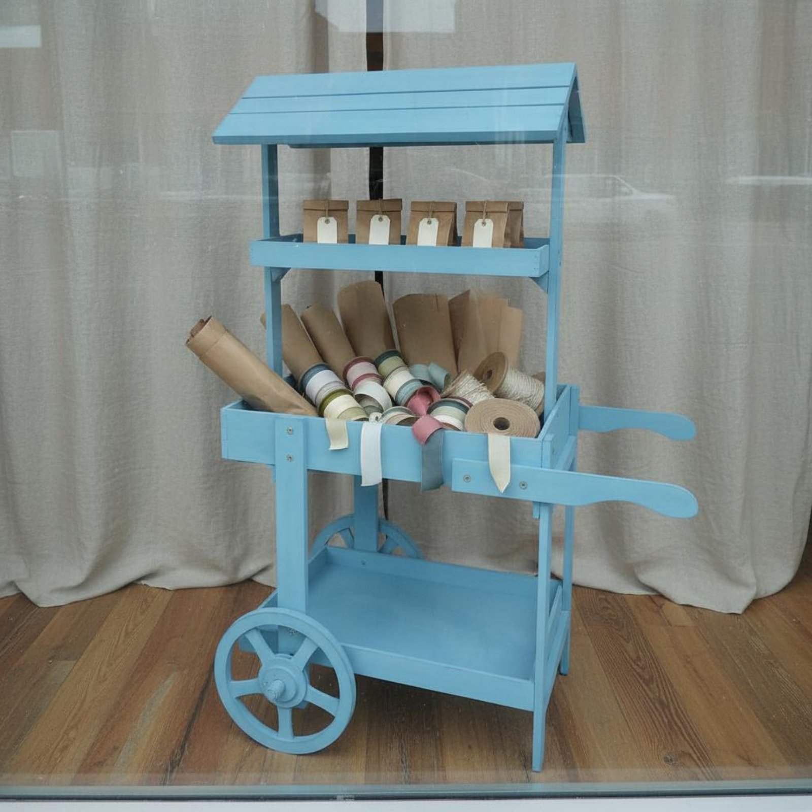 Rustic Display Trolley Wheeled - Home Bar Shelf 评论和价格