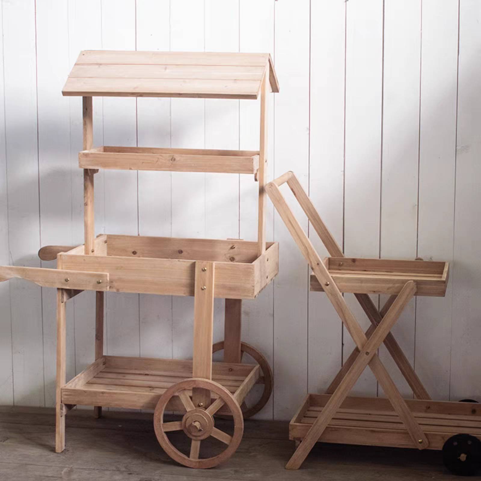Rustic Display Trolley Wheeled - Home Bar Shelf 评论和价格