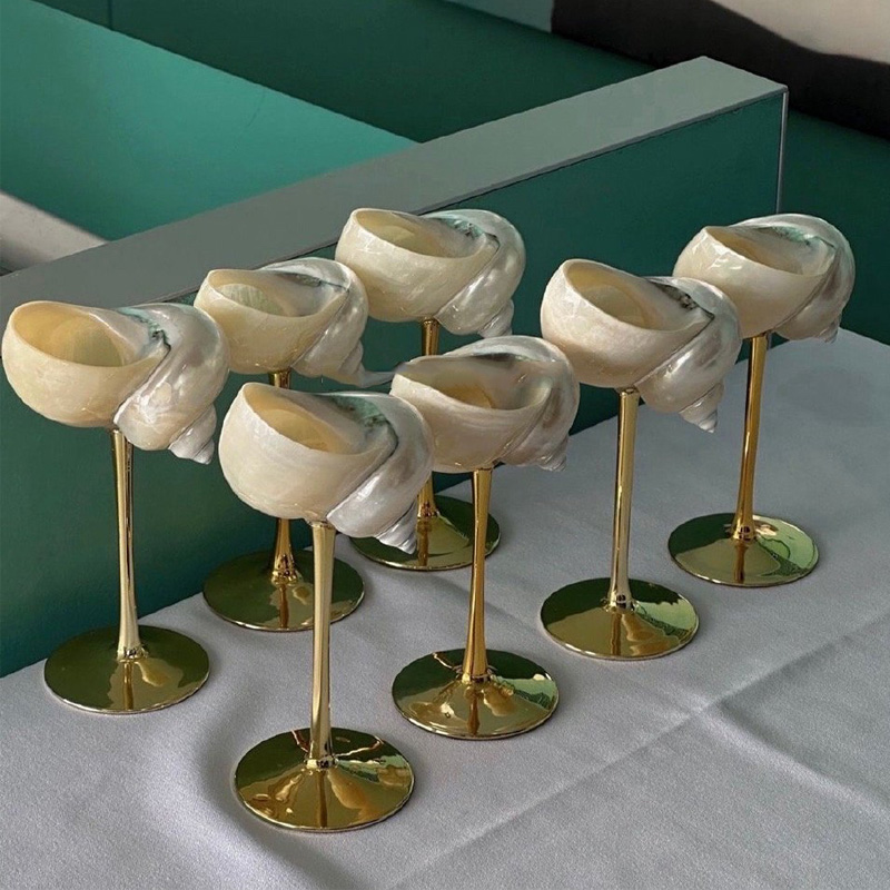 Natural Conch Wine Glass Bar a - Home Bar Shelf 评论和价格