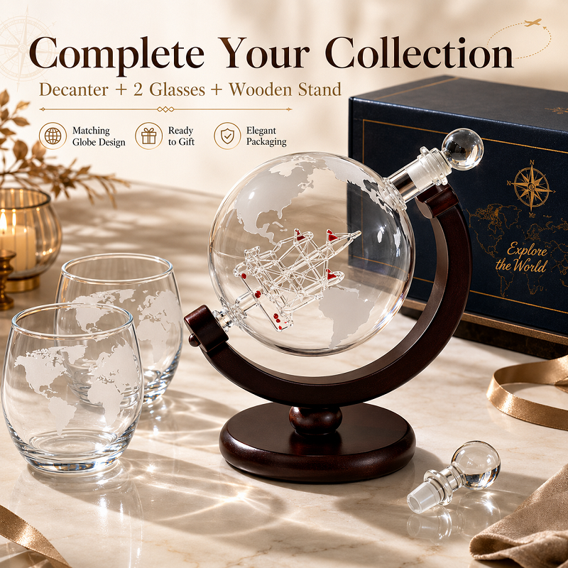 Globe Whiskey Decanter Set wit - Decanter Globe Set 评论和价格