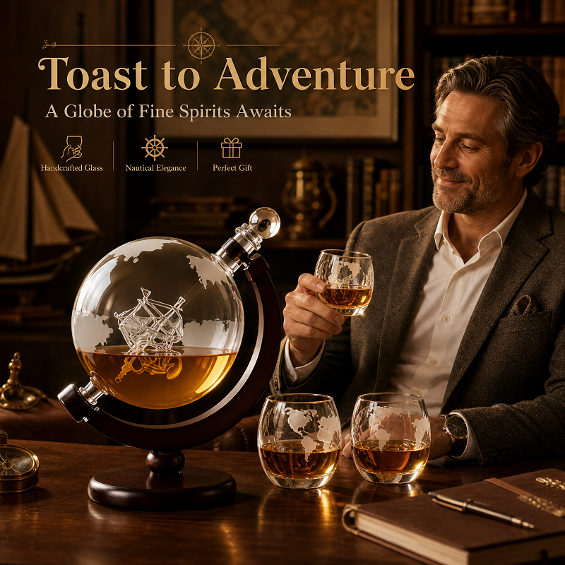 Globe Whiskey Decanter Set wit - Decanter Globe Set 评论和价格