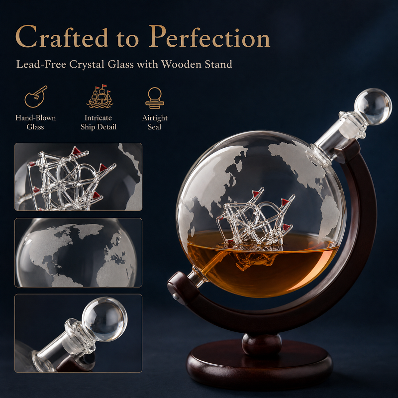 Globe Whiskey Decanter Set wit - Decanter Globe Set 评论和价格