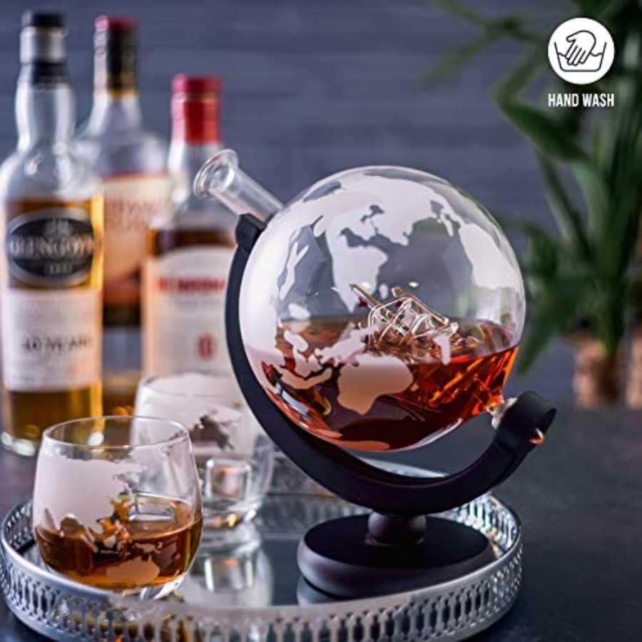 Oak Steel - 50 Oz Globe Whiske - Decanter Globe Set 评论和价格