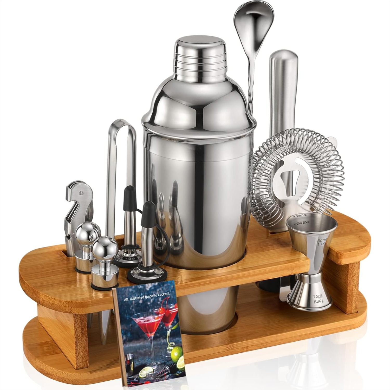13-Piece Cocktail Shaker Set W - Home Bar Stand 评论和价格