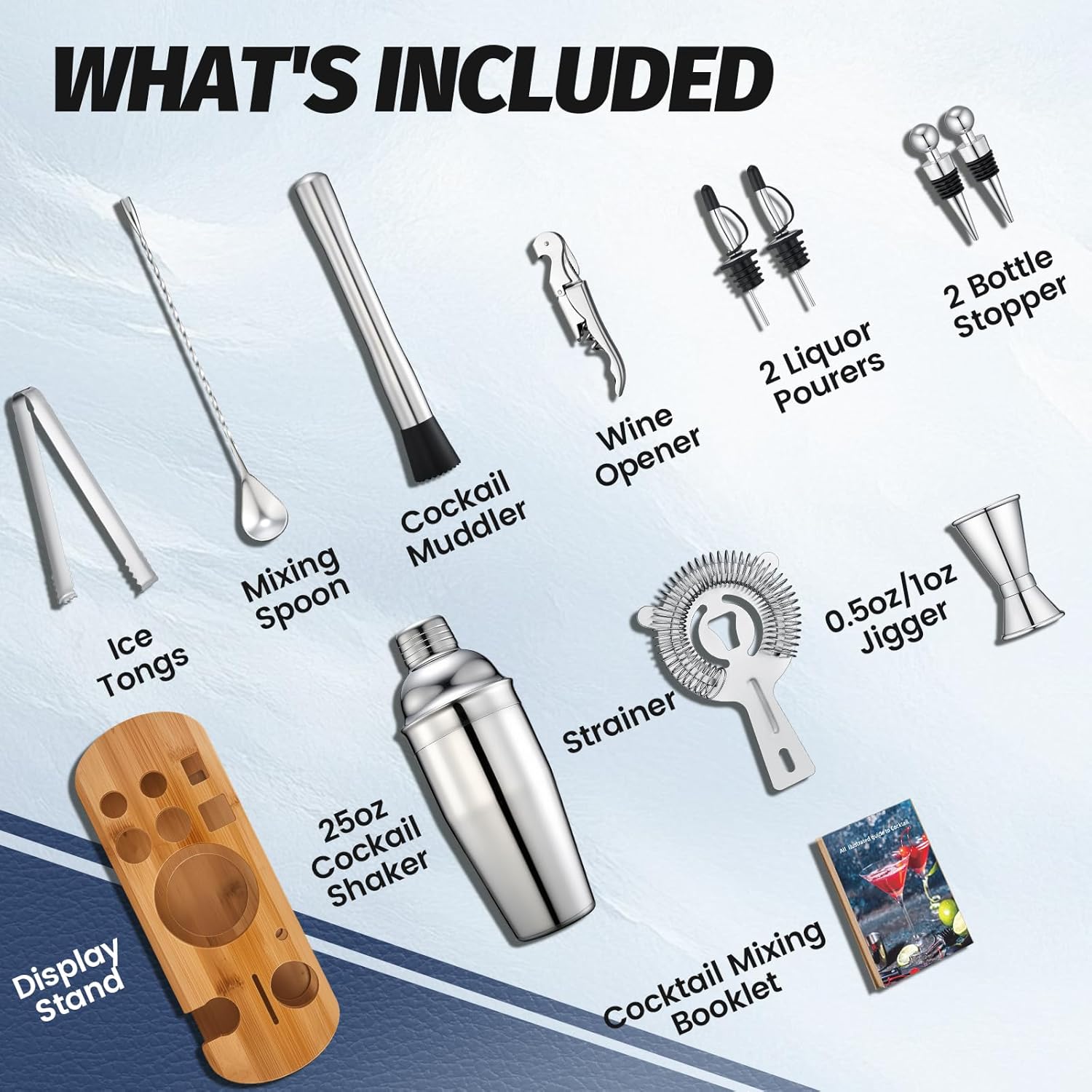 13-Piece Cocktail Shaker Set W - Home Bar Stand 评论和价格