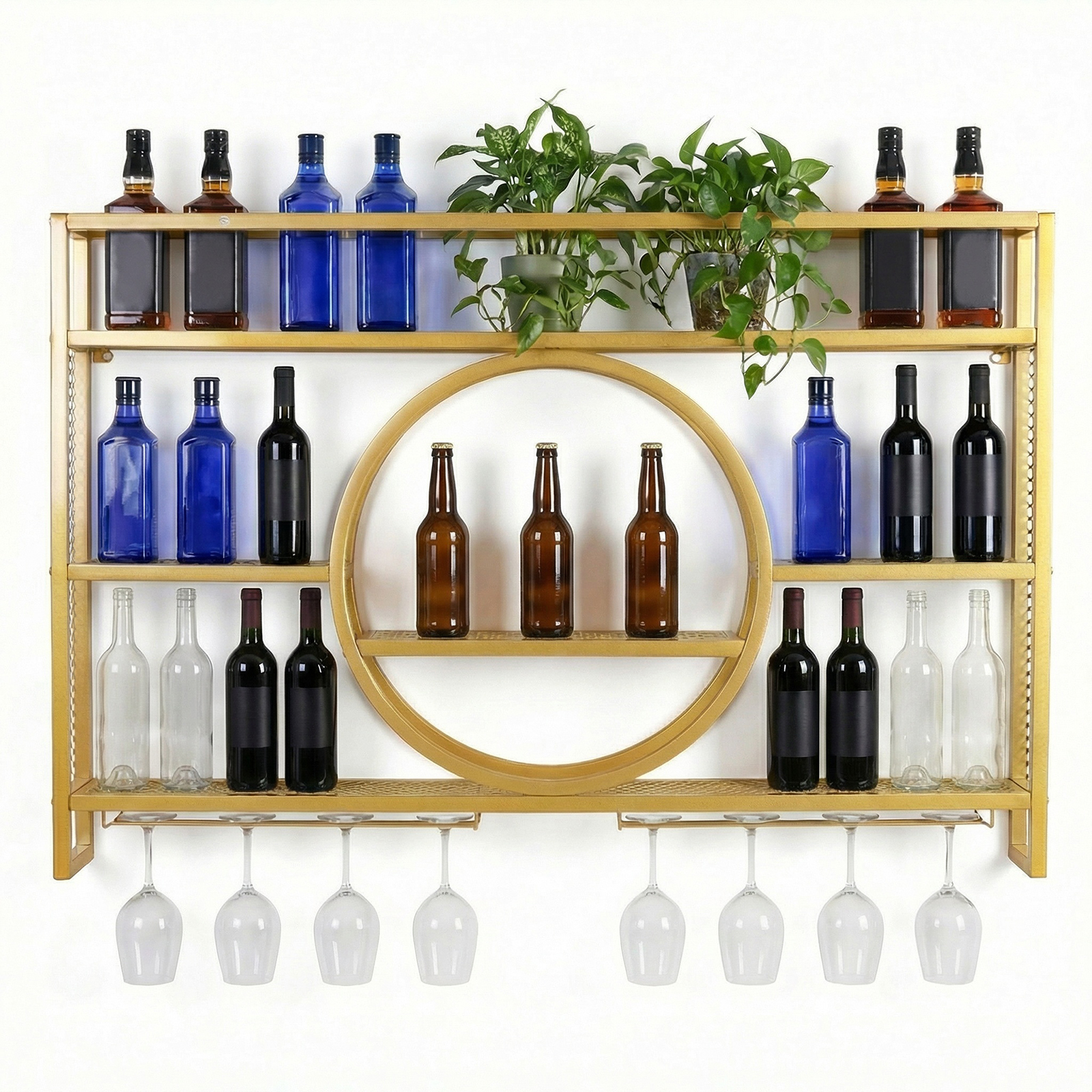 Wine Glass Rack Floating Bar S - Home Bar Shelf 评论和价格