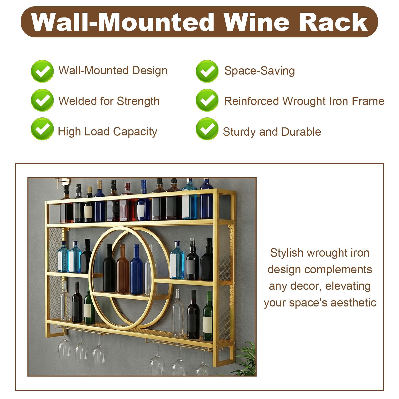 Wine Glass Rack Floating Bar S - Home Bar Shelf 评论和价格