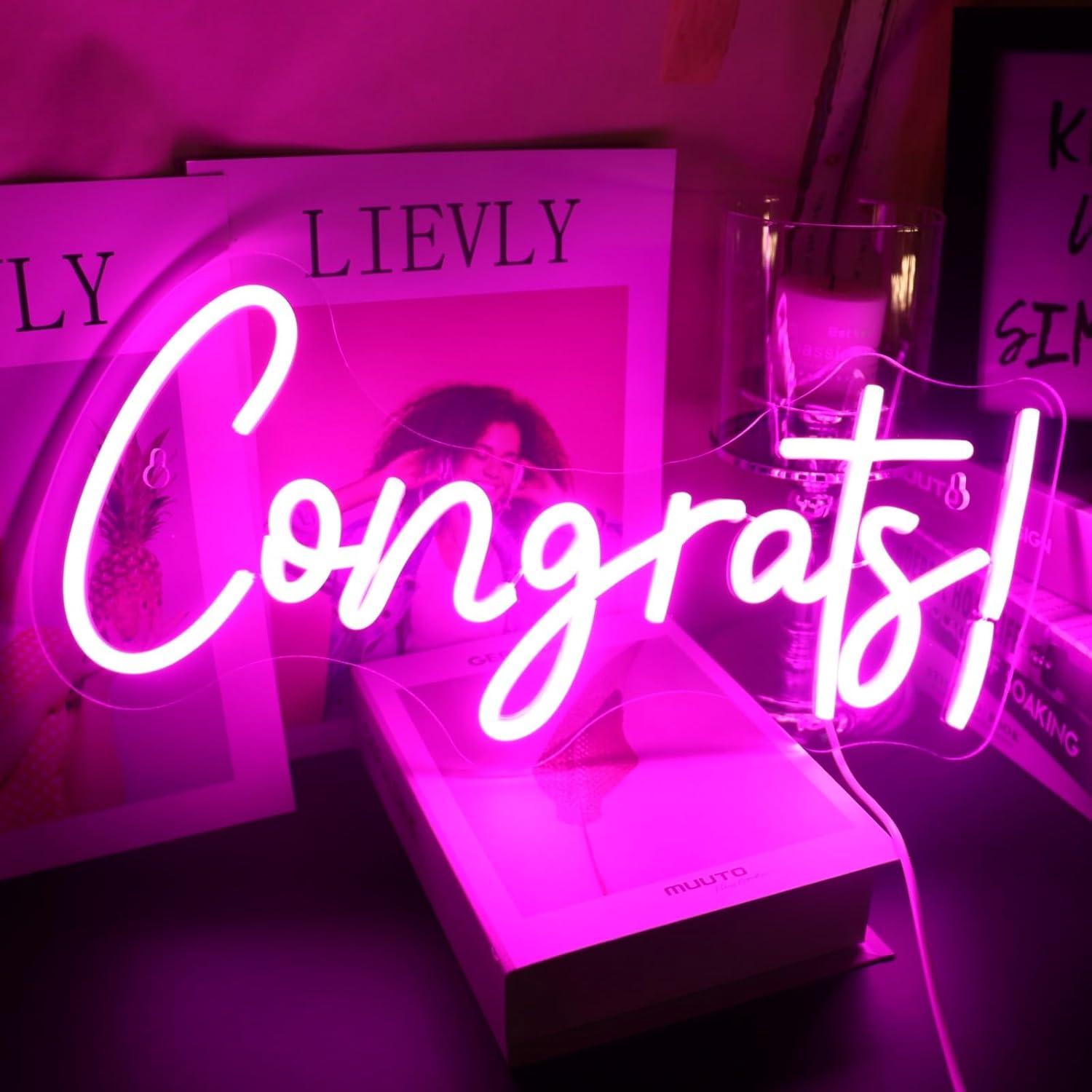 Congrats Neon Sign LED Word Li - Home Bar Signs 评论和价格