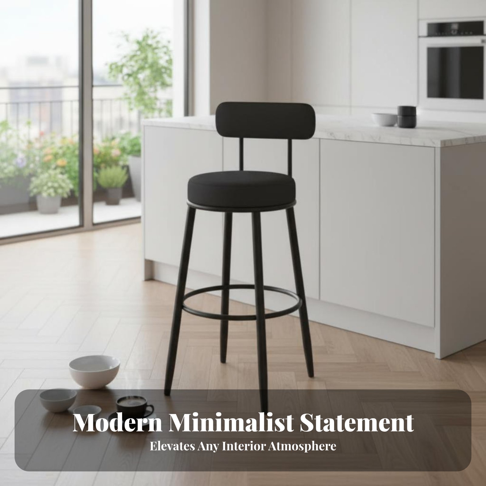 Upholstered Stool with Low Rea - Home Bar Seating 评论和价格