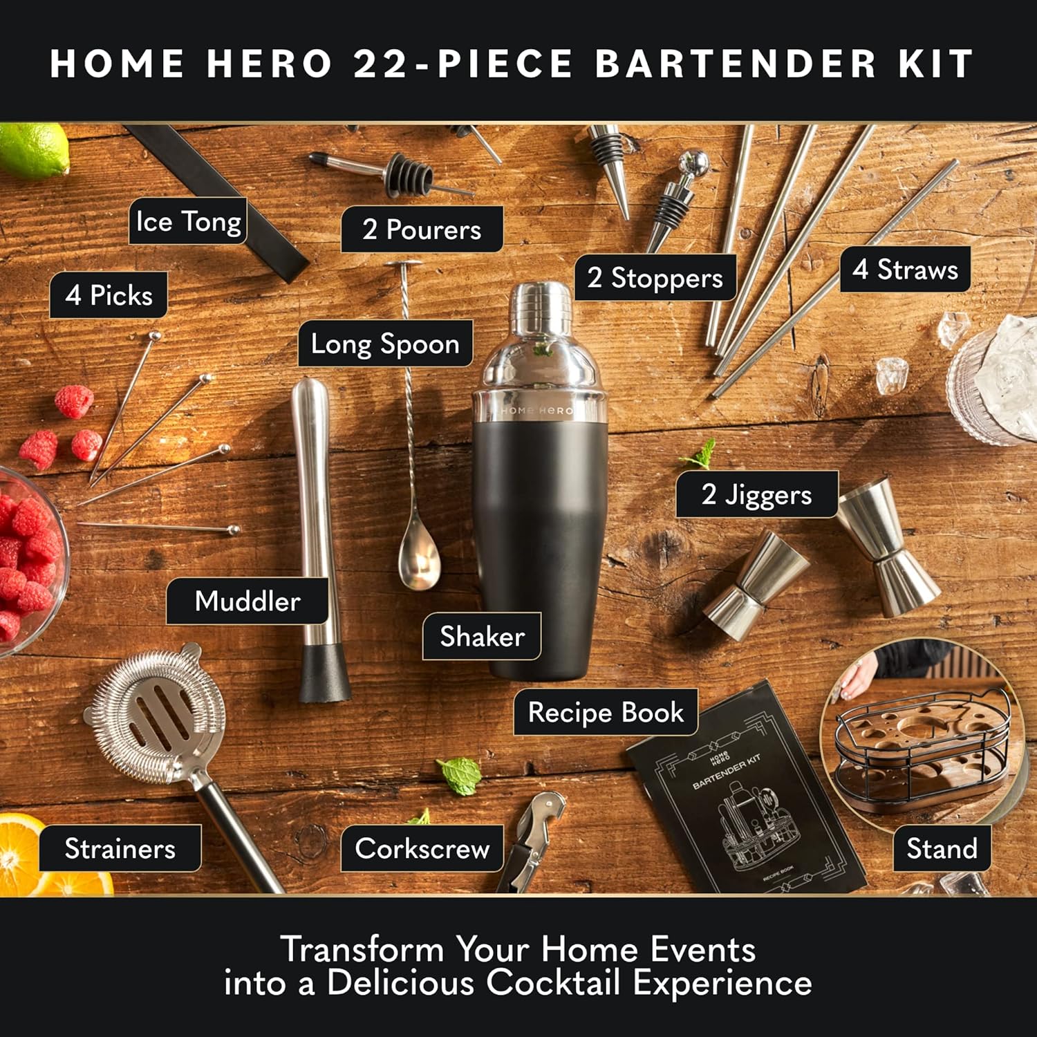 Bartender Kit - 22-Piece Cockt - Cocktail Recipe Book 评论和价格