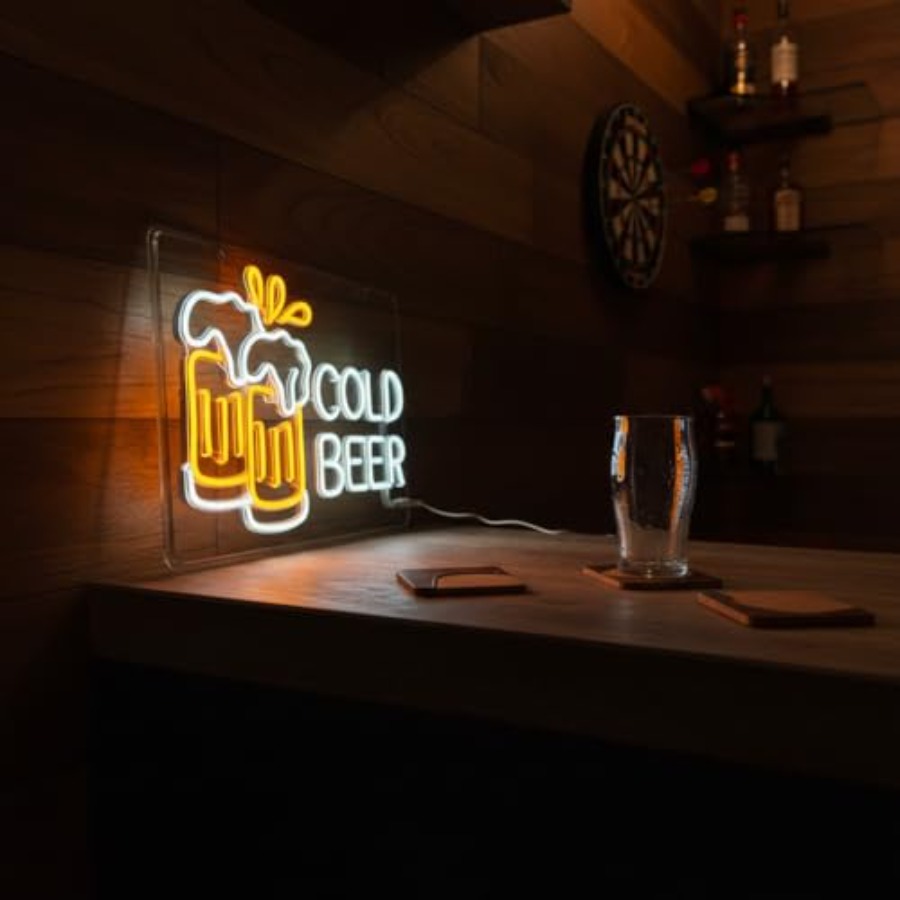 Cold Beer Neon Sign for Busine - Home Bar Signs 评论和价格