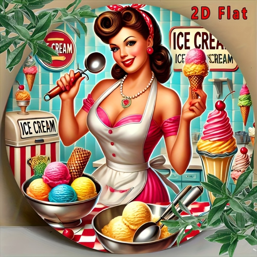 2D Flat 1pc, Round Ice Cream S - Home Bar And Kitchen 评论和价格