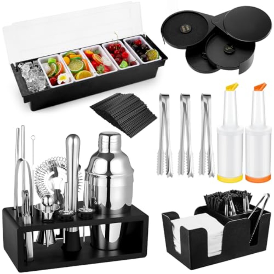23 Pcs Bartender Supplies Kit  - Garnish Tray Set 评论和价格
