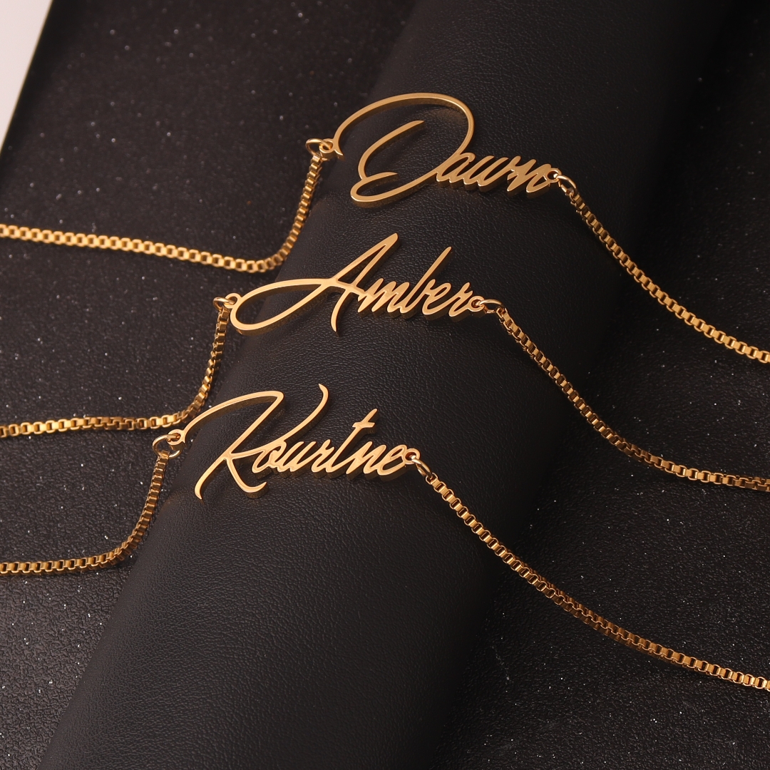 Personalised Gold Name Necklac - Bar Cart Gold 评论和价格