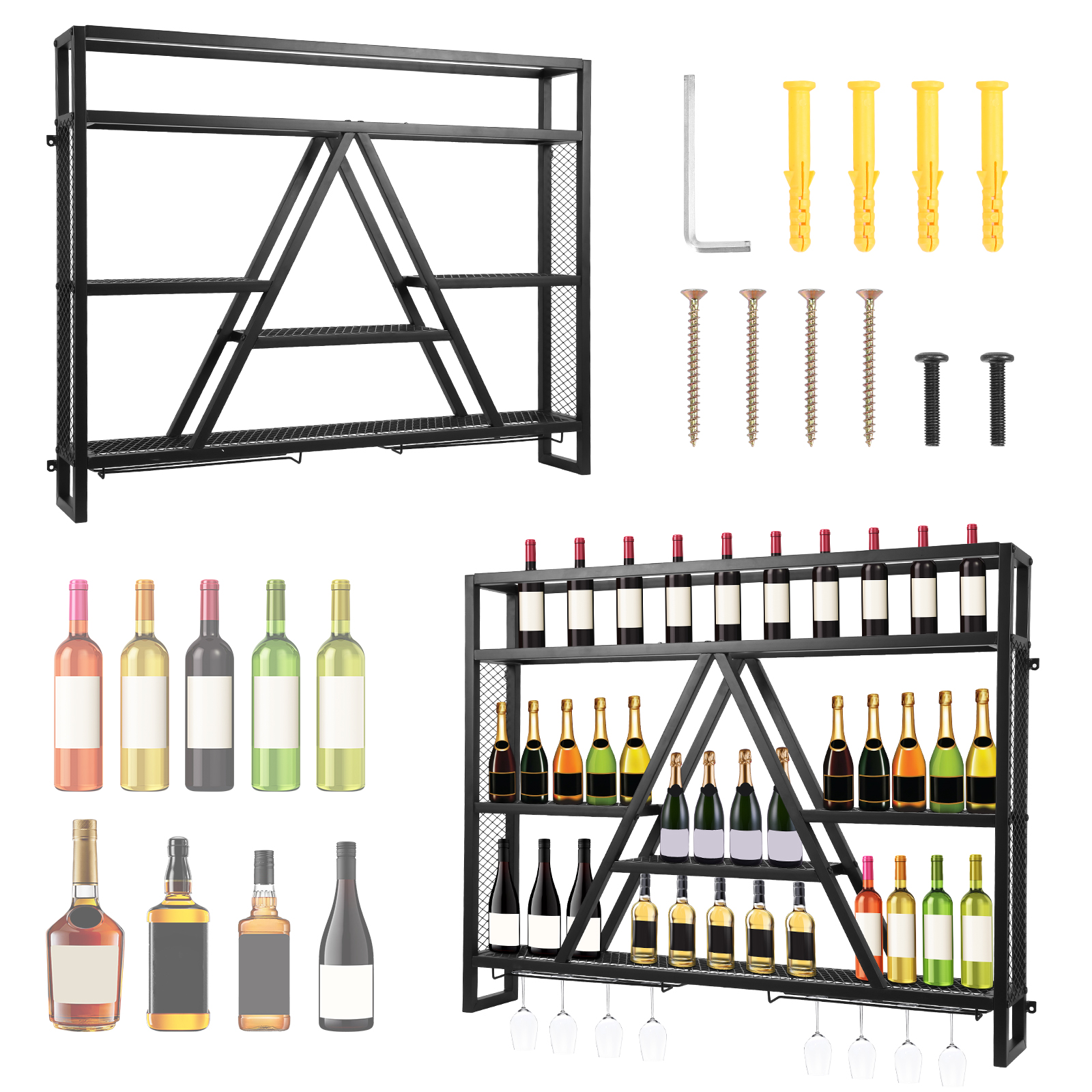 Bar Liquor Bottle Display Shel - Home Bar Shelf 评论和价格