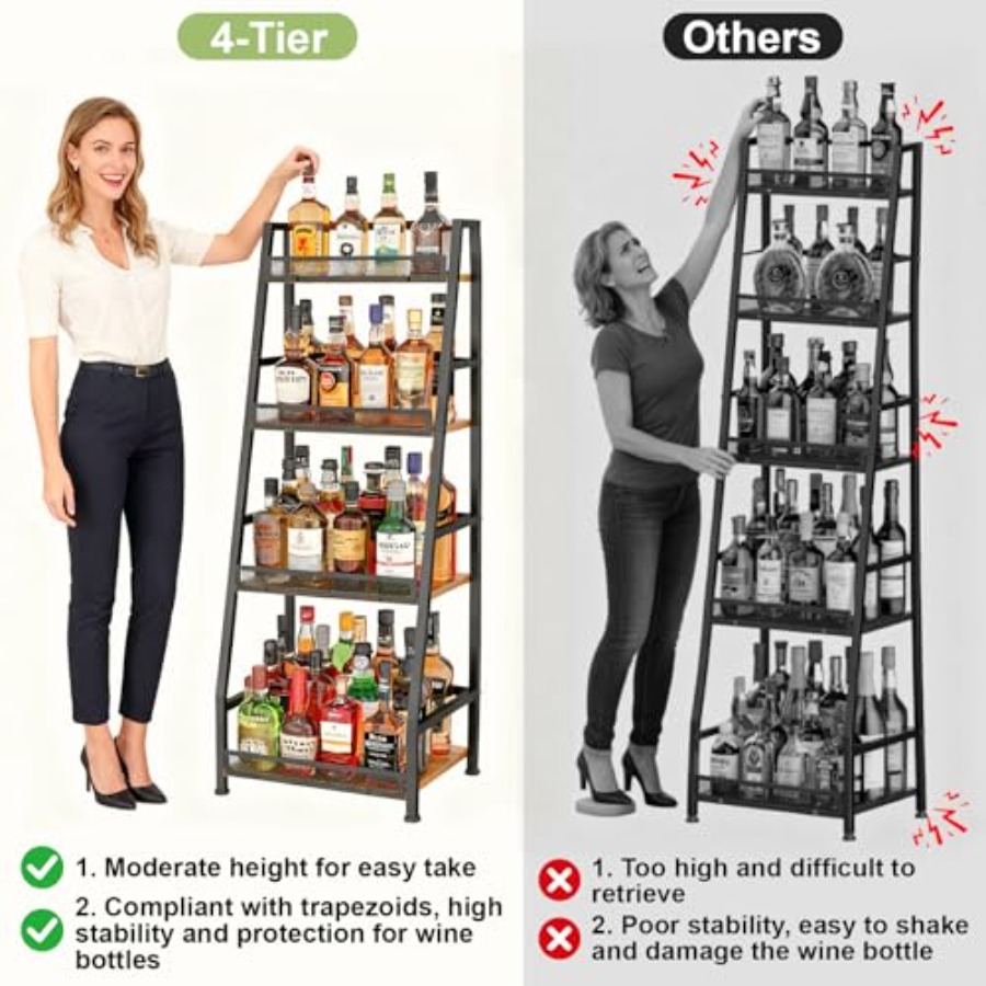 4-Tier Trapezoid Liquor Stand  - Home Bar Stand 评论和价格