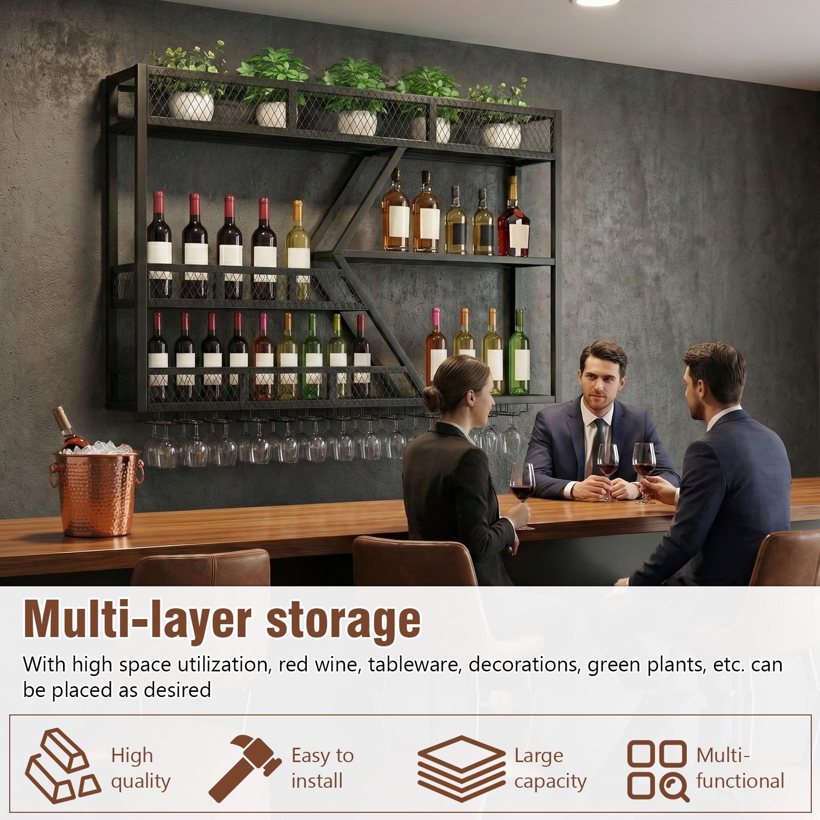 39in 3-Tiers Floating Bar Shel - Home Bar Shelf 评论和价格