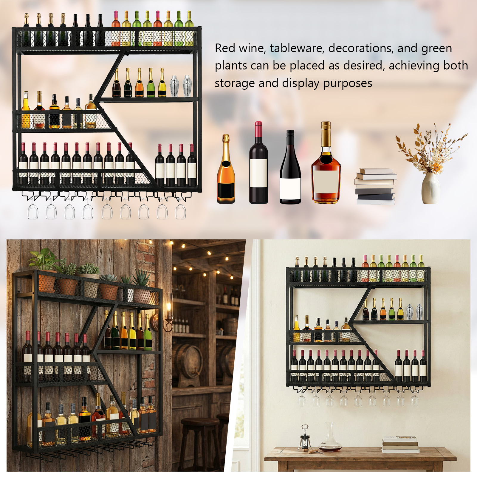 39in 3-Tiers Floating Bar Shel - Home Bar Shelf 评论和价格