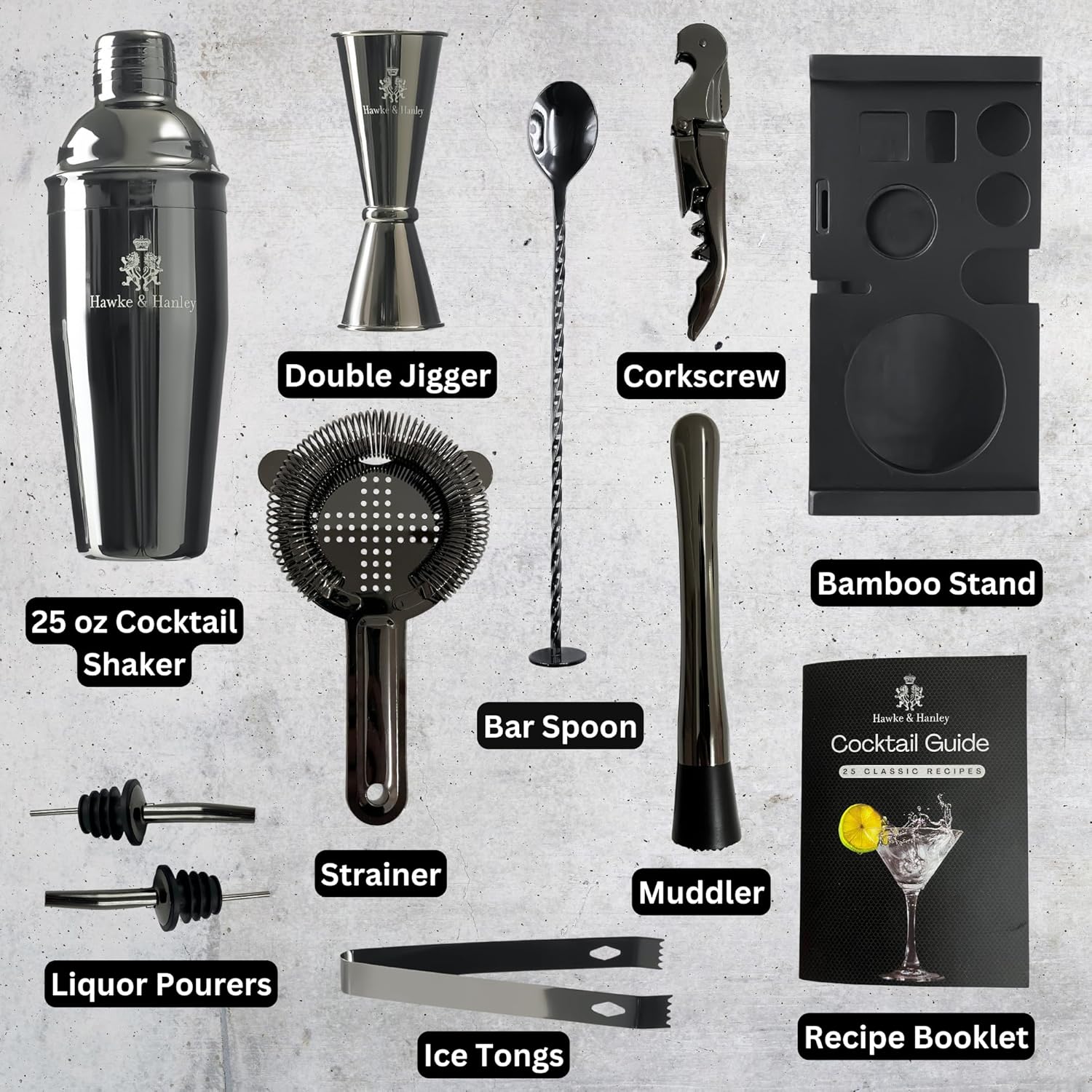 Cocktail Shaker Bar Set, 25 oz - Cocktail Recipe Book 评论和价格