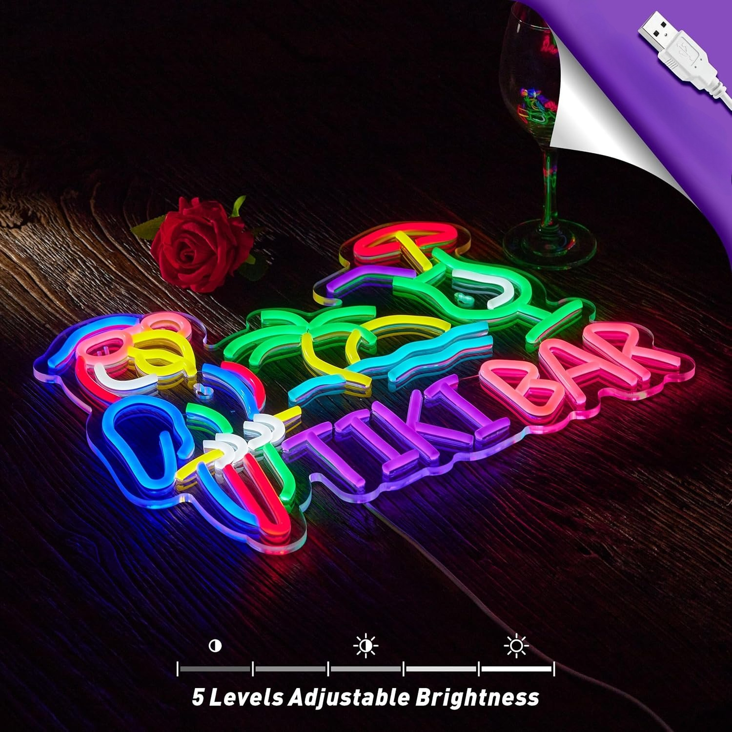 Tiki Bar Parrot Palm Tree Neon - Home Bar Signs 评论和价格