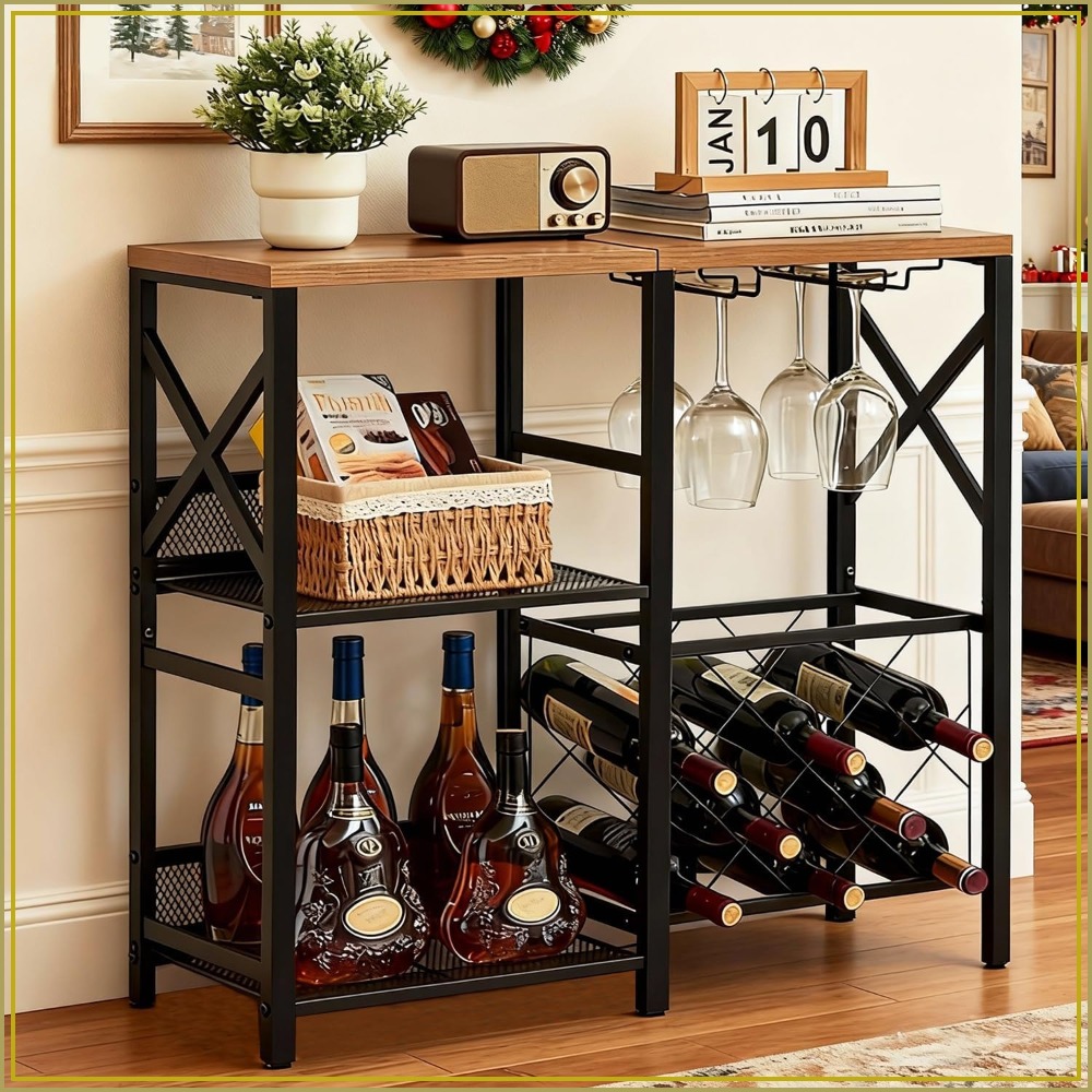 Rustic Freestanding Wine Rack  - Home Bar Shelf 评论和价格