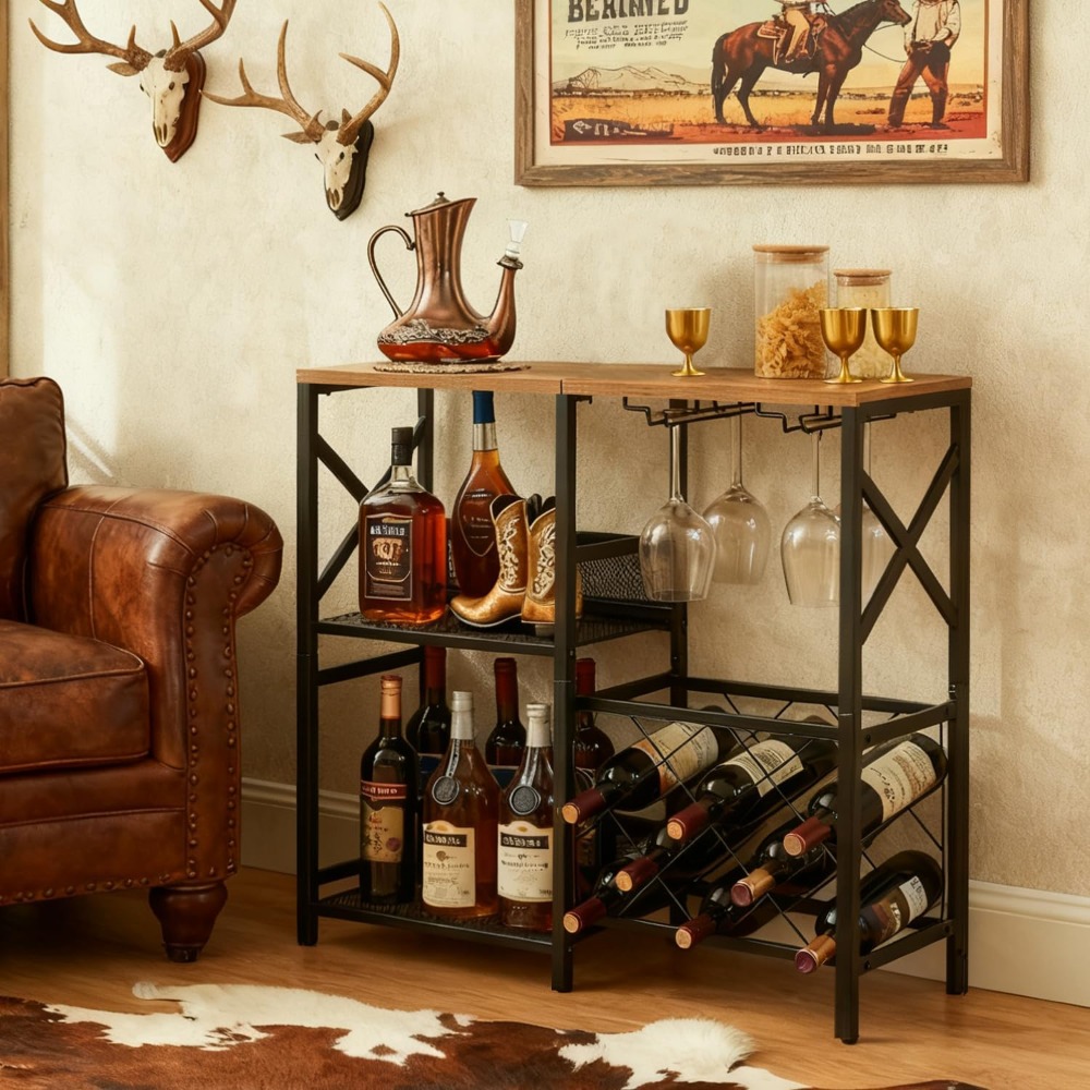 Rustic Freestanding Wine Rack  - Home Bar Shelf 评论和价格