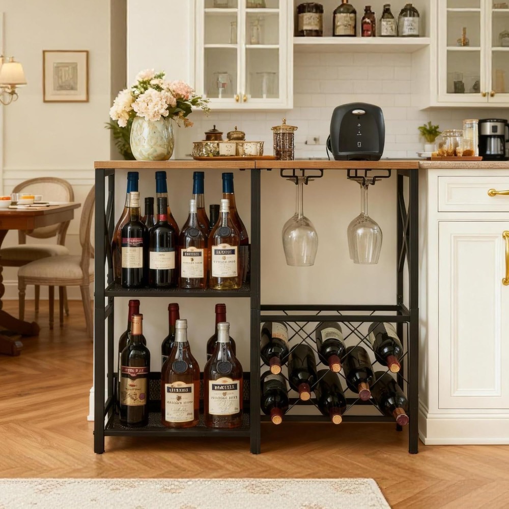 Rustic Freestanding Wine Rack  - Home Bar Shelf 评论和价格