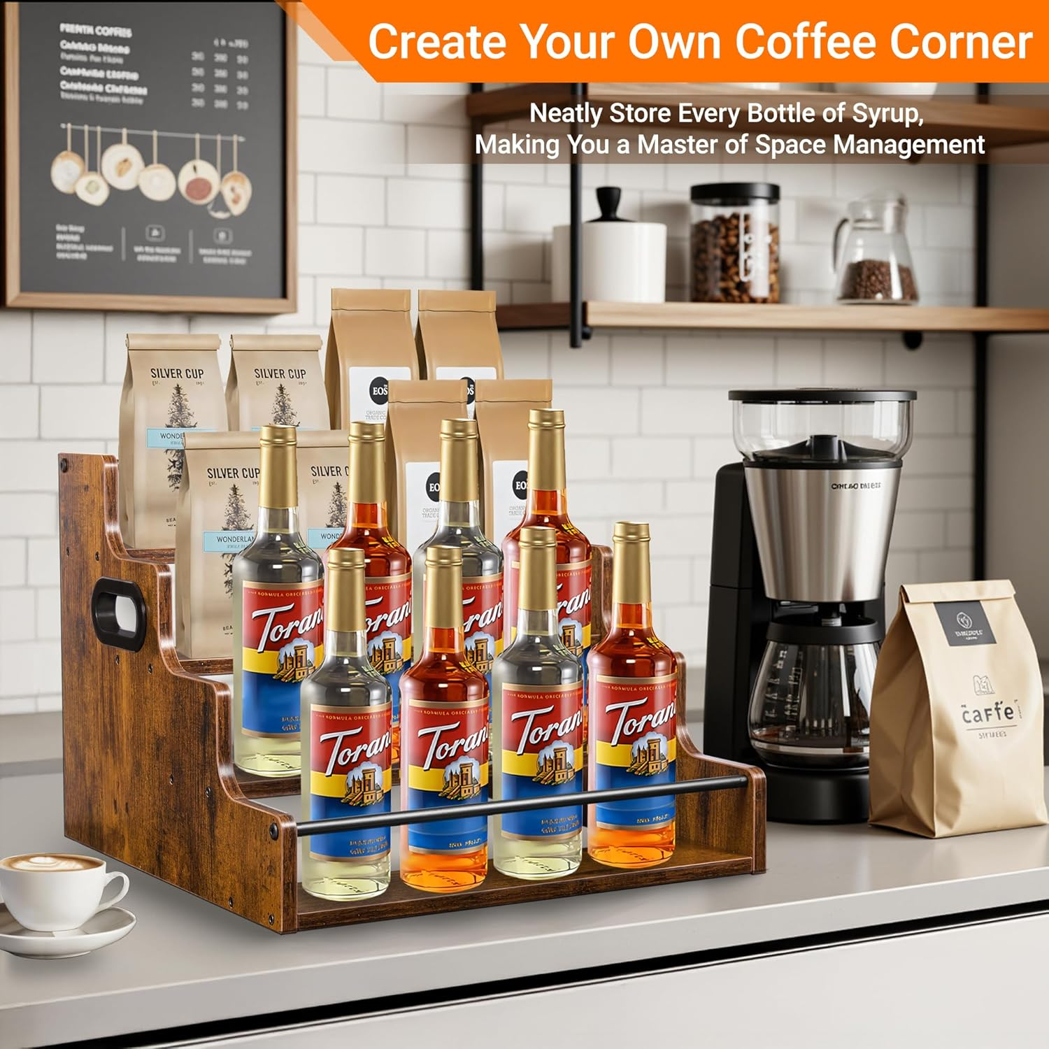 Liquor Bottle Display Shelf, C - Home Bar Stand 评论和价格