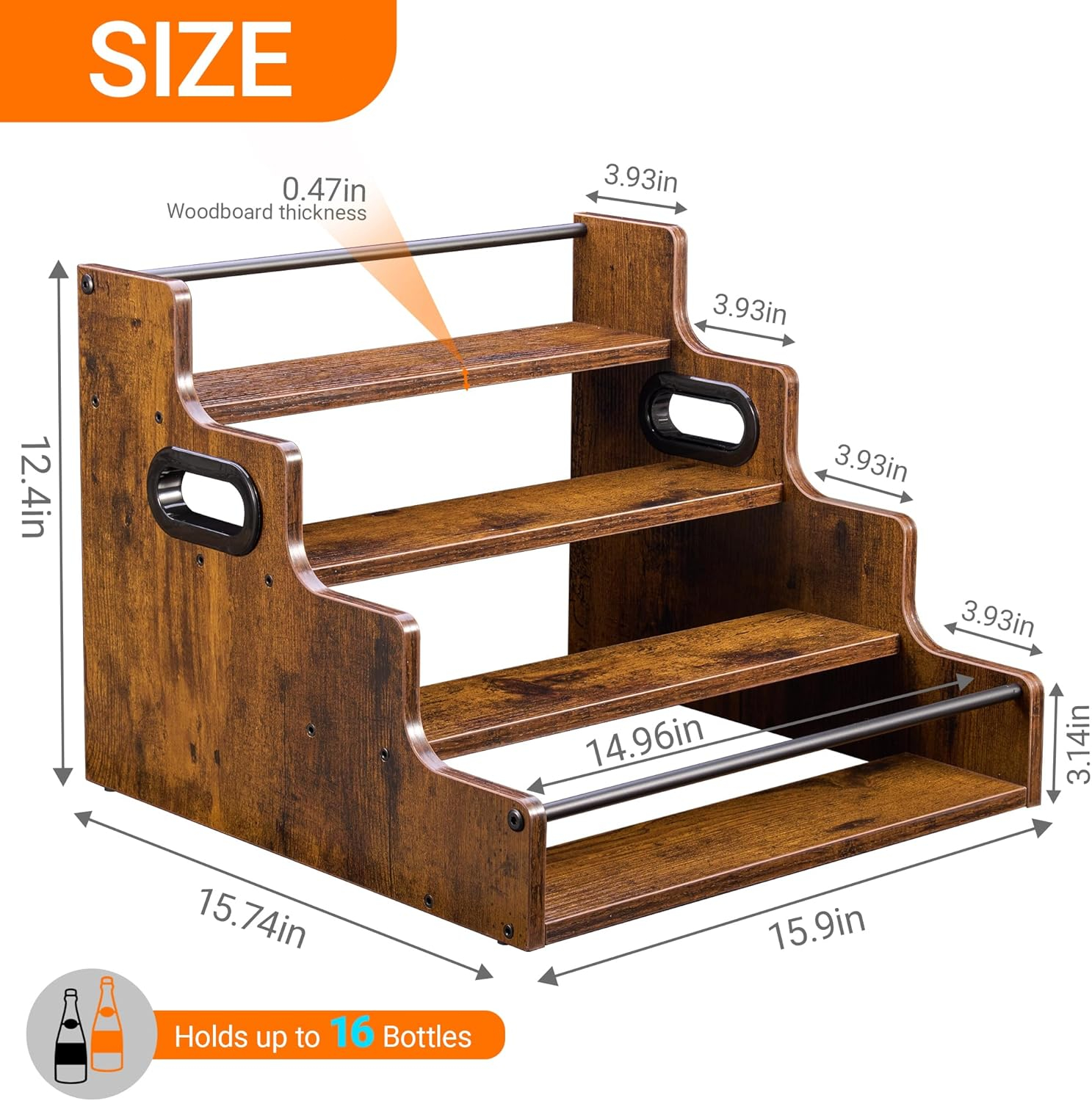 Liquor Bottle Display Shelf, C - Home Bar Stand 评论和价格
