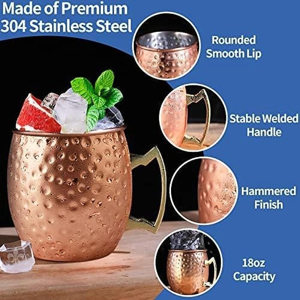 Moscow Mule Copper Mugs- Set o - Mule Copper Mug 评论和价格