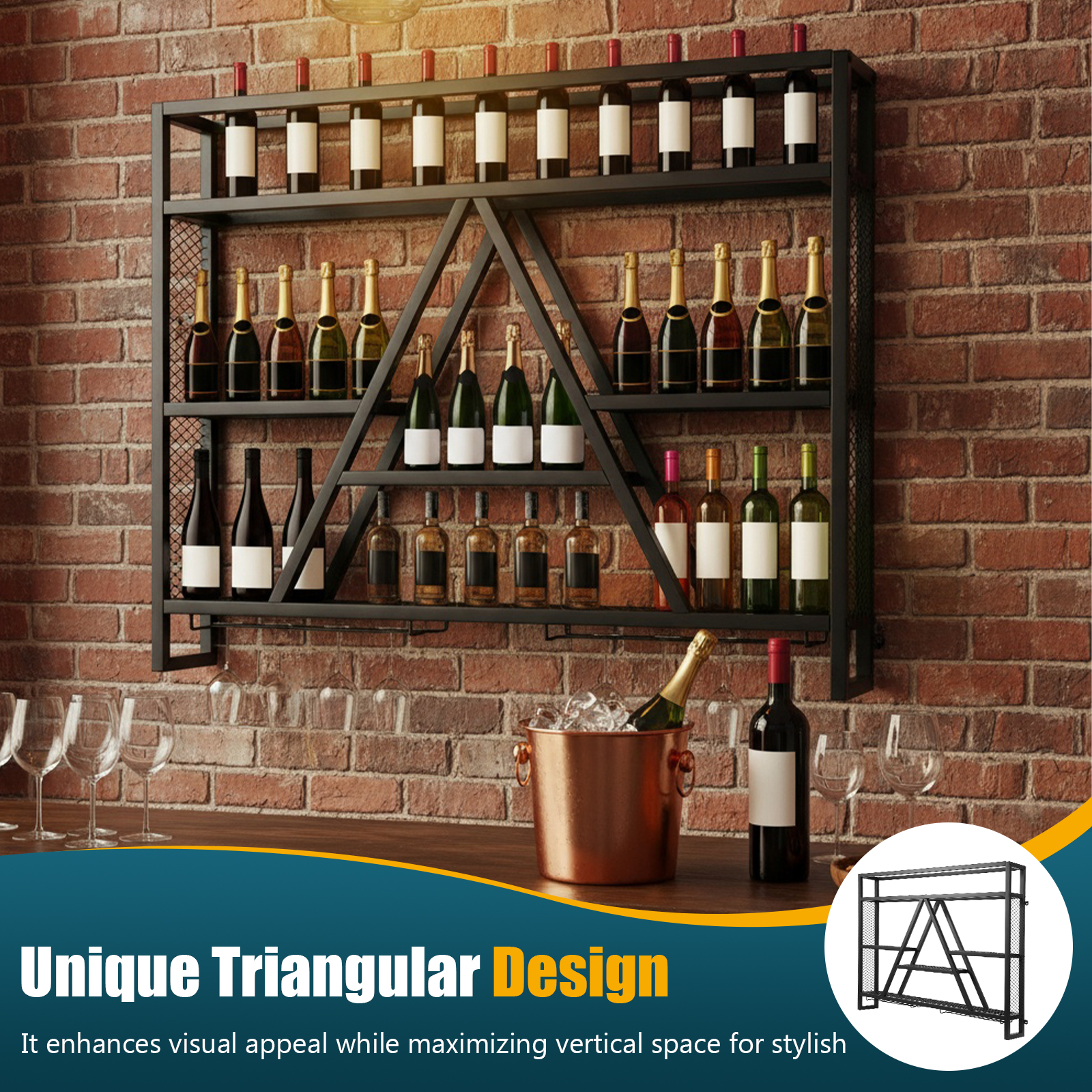 Metal Bottle & Glass Holder Mu - Home Bar Shelf 评论和价格
