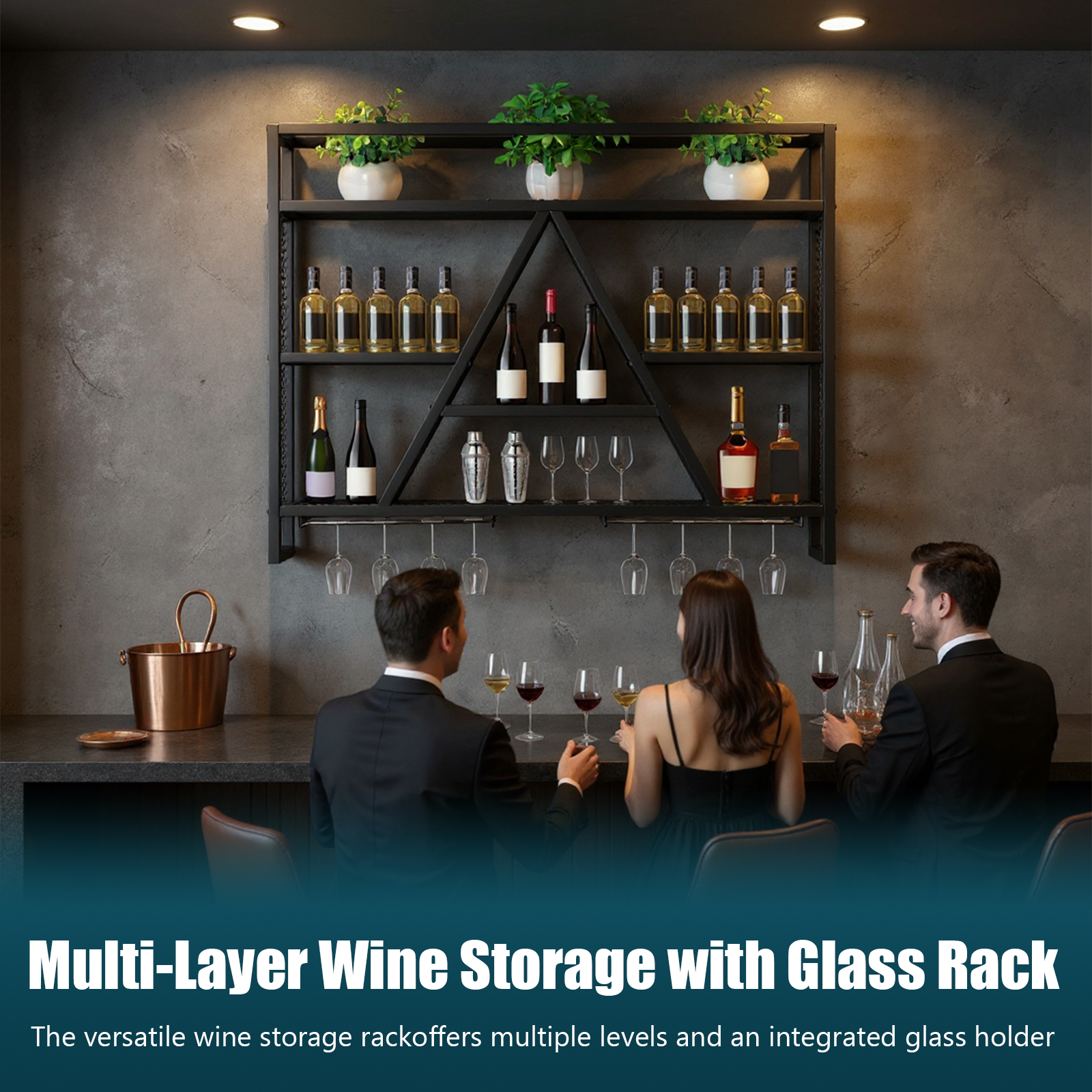 Metal Bottle & Glass Holder Mu - Home Bar Shelf 评论和价格