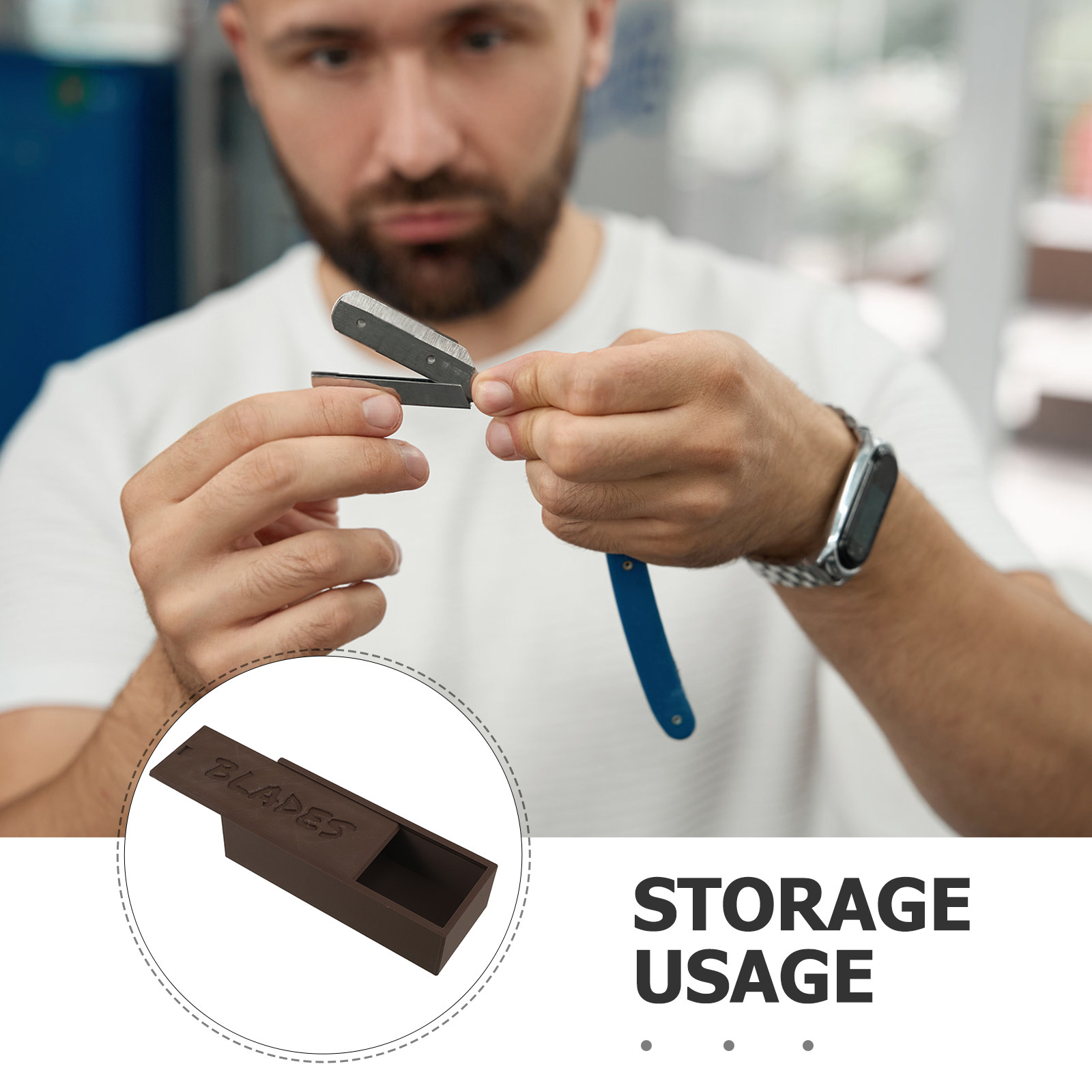 Brown Plastic Blade Storage Ca - Home Barber 评论和价格