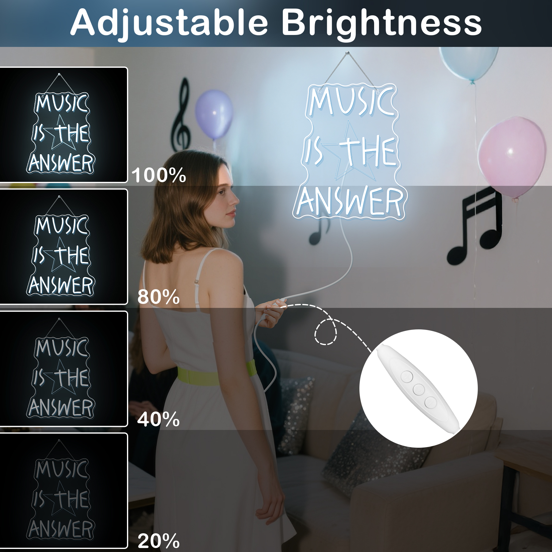 Music Is The Answer Neon Sign  - Home Bar Word 评论和价格