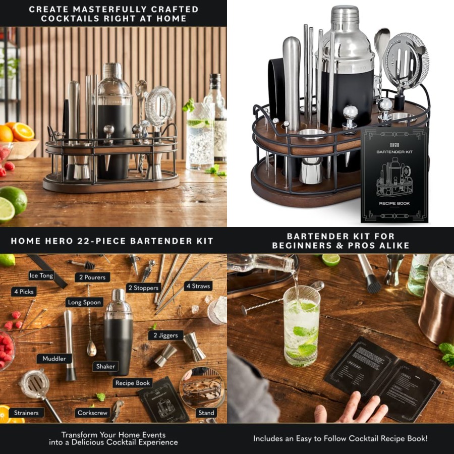Bartender Kit - 22-Piece Cockt - Cocktail Recipe Book 评论和价格